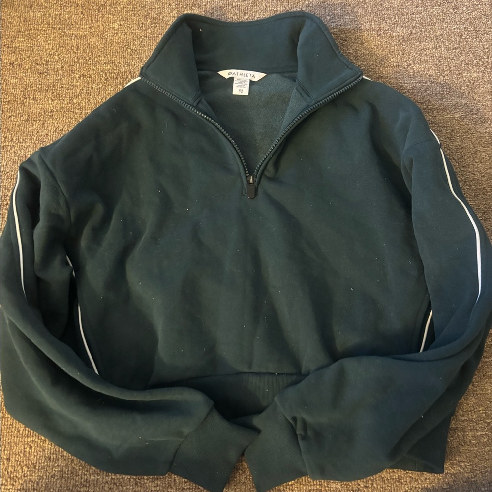 Athleta Men's Dark Green Zip-Up Sweater